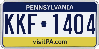 PA license plate KKF1404