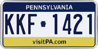 PA license plate KKF1421