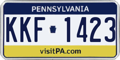 PA license plate KKF1423