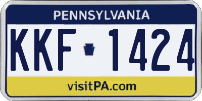 PA license plate KKF1424