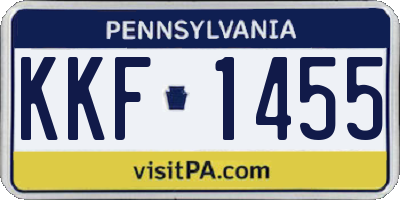 PA license plate KKF1455