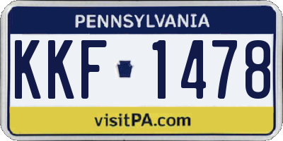 PA license plate KKF1478