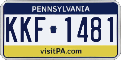PA license plate KKF1481