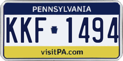 PA license plate KKF1494