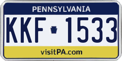 PA license plate KKF1533