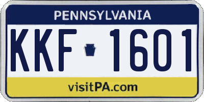 PA license plate KKF1601