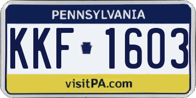 PA license plate KKF1603