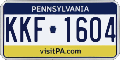 PA license plate KKF1604