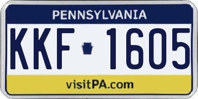PA license plate KKF1605