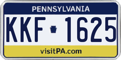 PA license plate KKF1625
