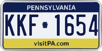 PA license plate KKF1654