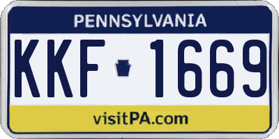 PA license plate KKF1669
