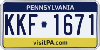 PA license plate KKF1671