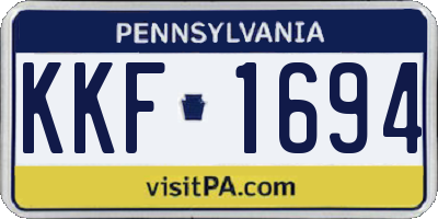 PA license plate KKF1694