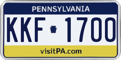 PA license plate KKF1700