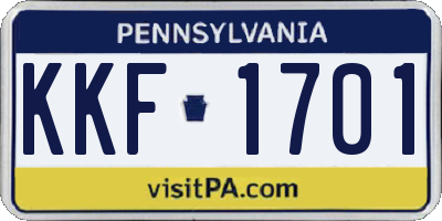 PA license plate KKF1701