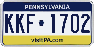 PA license plate KKF1702