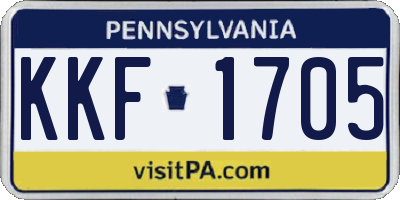 PA license plate KKF1705