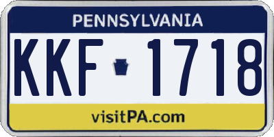 PA license plate KKF1718