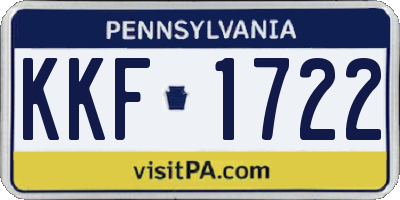 PA license plate KKF1722