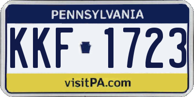 PA license plate KKF1723