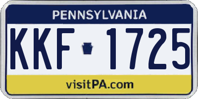 PA license plate KKF1725