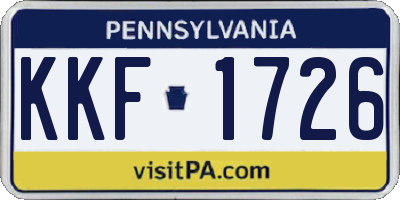 PA license plate KKF1726