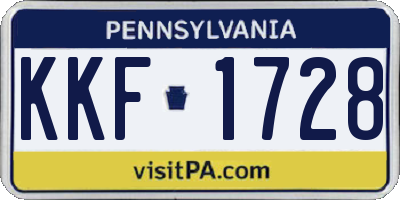 PA license plate KKF1728