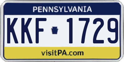PA license plate KKF1729