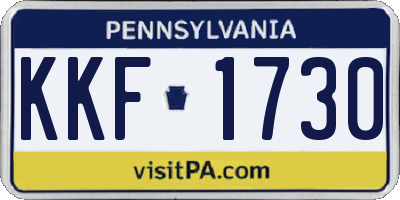 PA license plate KKF1730
