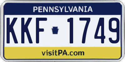 PA license plate KKF1749