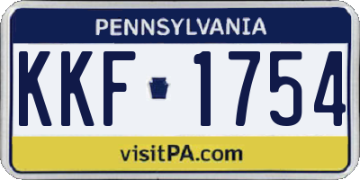 PA license plate KKF1754