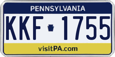 PA license plate KKF1755