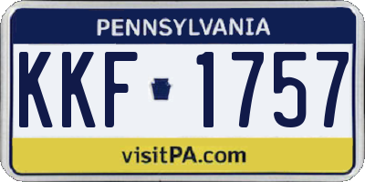 PA license plate KKF1757