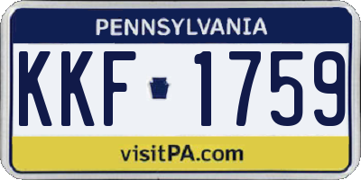 PA license plate KKF1759