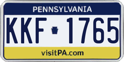 PA license plate KKF1765