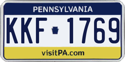 PA license plate KKF1769