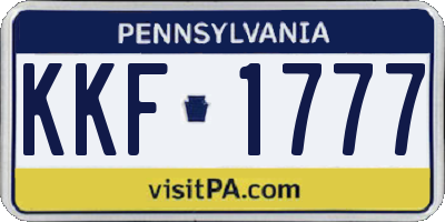 PA license plate KKF1777