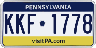 PA license plate KKF1778
