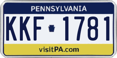 PA license plate KKF1781
