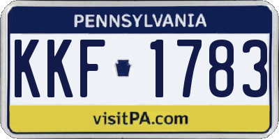 PA license plate KKF1783