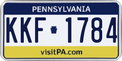 PA license plate KKF1784