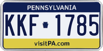 PA license plate KKF1785