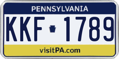PA license plate KKF1789