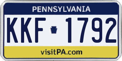 PA license plate KKF1792