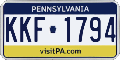 PA license plate KKF1794