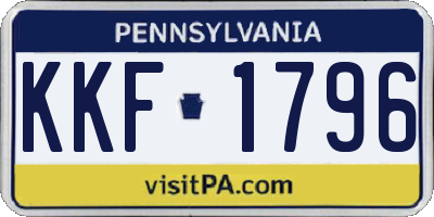 PA license plate KKF1796