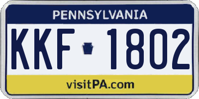 PA license plate KKF1802