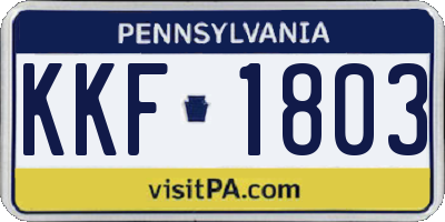 PA license plate KKF1803