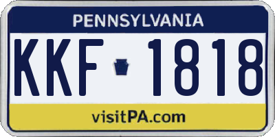 PA license plate KKF1818